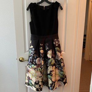 TED BAKER Floral Pleated Dress - Size 2 (Size 6 US)
